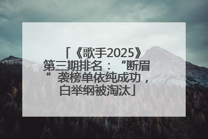 《歌手2025》第三期排名：“断眉”袭榜单依纯成功，白举纲被淘汰