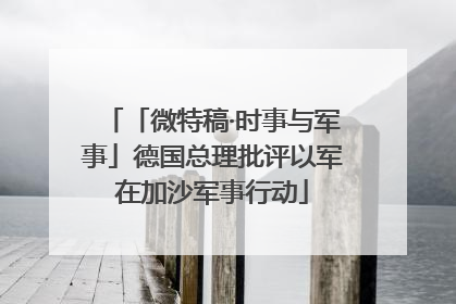 「微特稿·时事与军事」德国总理批评以军在加沙军事行动