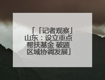 「记者观察」山东：设立重点帮扶基金 破题区域协调发展