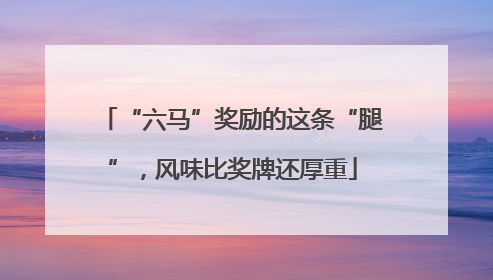 “六马”奖励的这条“腿”，风味比奖牌还厚重