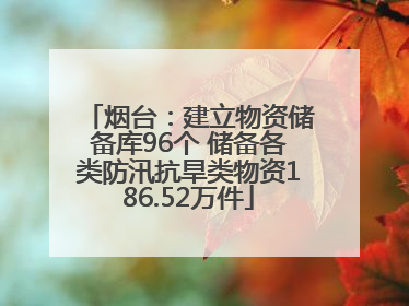 烟台：建立物资储备库96个 储备各类防汛抗旱类物资186.52万件