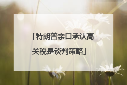 特朗普亲口承认高关税是谈判策略