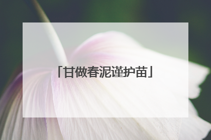 甘做春泥谨护苗