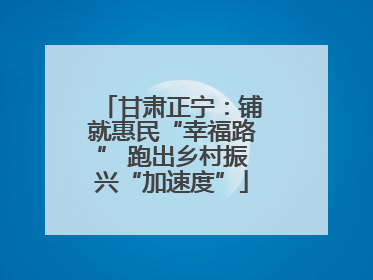 甘肃正宁：铺就惠民“幸福路” 跑出乡村振兴“加速度”