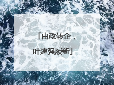 由政转企，叶建强履新