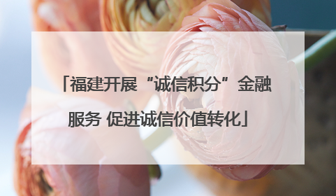 福建开展“诚信积分”金融服务 促进诚信价值转化