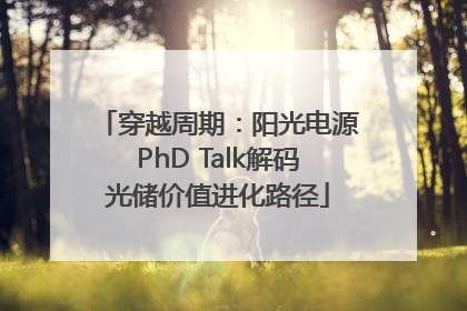 穿越周期：阳光电源PhD Talk解码光储价值进化路径