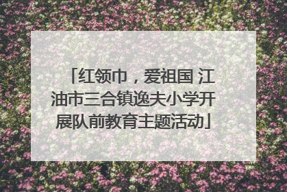 红领巾，爱祖国 江油市三合镇逸夫小学开展队前教育主题活动