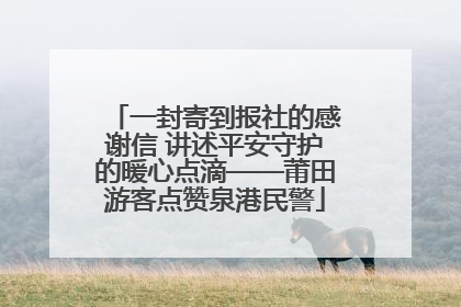一封寄到报社的感谢信 讲述平安守护的暖心点滴——莆田游客点赞泉港民警