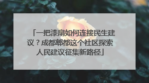 一把漆扇如何连接民生建议？成都郫都这个社区探索人民建议征集新路径