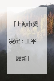 上海市委决定：王平履新