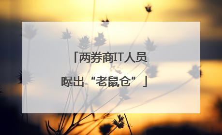 两券商IT人员曝出“老鼠仓”