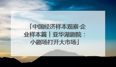 中国经济样本观察·企业样本篇︱亚华湖剧院：小剧场打开大市场