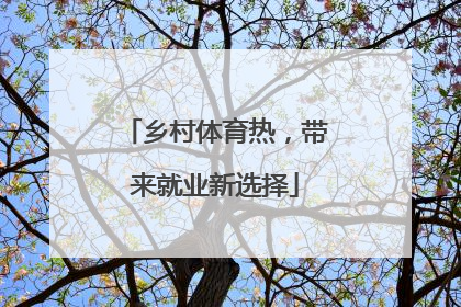 乡村体育热，带来就业新选择
