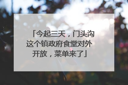 今起三天，门头沟这个镇政府食堂对外开放，菜单来了