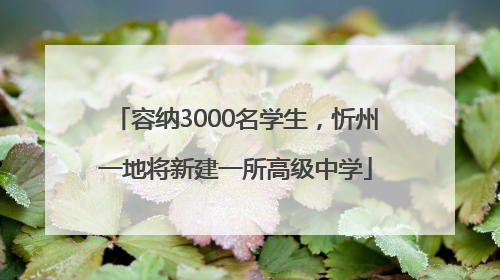 容纳3000名学生，忻州一地将新建一所高级中学