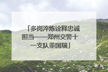 多岗淬炼诠释忠诚担当——郑州交警十一支队董国瑞