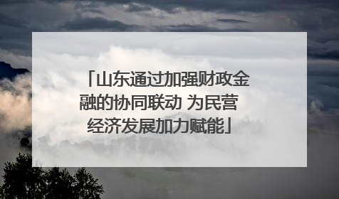 山东通过加强财政金融的协同联动 为民营经济发展加力赋能