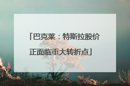 巴克莱:特斯拉股价正面临重大转折点