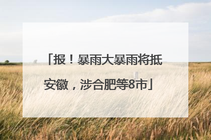 报！暴雨大暴雨将抵安徽，涉合肥等8市