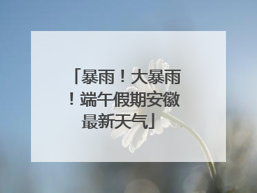 暴雨！大暴雨！端午假期安徽最新天气