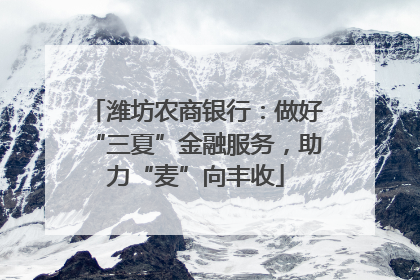 潍坊农商银行：做好“三夏”金融服务，助力“麦”向丰收