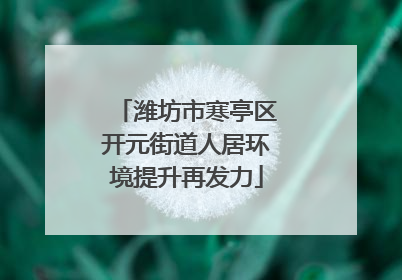 潍坊市寒亭区开元街道人居环境提升再发力