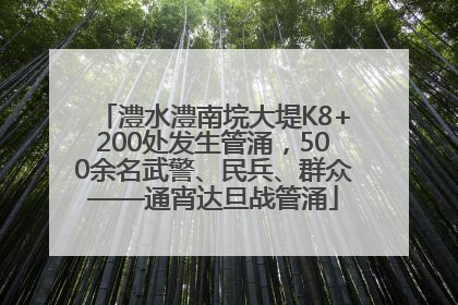 澧水澧南垸大堤K8+200处发生管涌，500余名武警、民兵、群众——通宵达旦战管涌