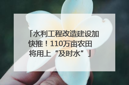 水利工程改造建设加快推！110万亩农田将用上“及时水”