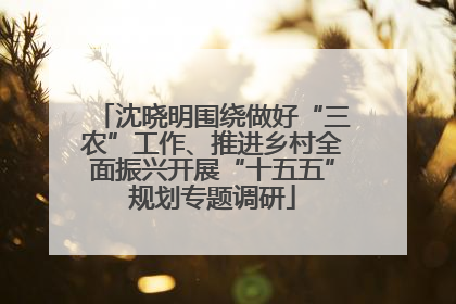 沈晓明围绕做好“三农”工作、推进乡村全面振兴开展“十五五”规划专题调研