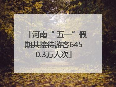河南“ 五一”假期共接待游客6450.3万人次