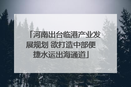 河南出台临港产业发展规划 欲打造中部便捷水运出海通道