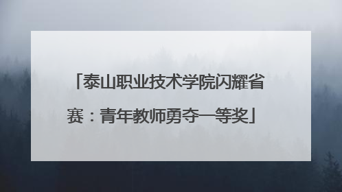 泰山职业技术学院闪耀省赛：青年教师勇夺一等奖
