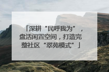 深耕“民呼我为”，盘活闲置空间，打造完整社区“翠苑模式”