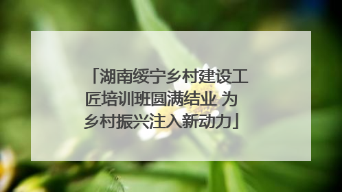 湖南绥宁乡村建设工匠培训班圆满结业 为乡村振兴注入新动力