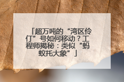 超万吨的“湾区伶仃”号如何移动？工程师揭秘：类似“蚂蚁托大象”