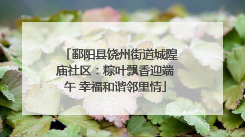 鄱阳县饶州街道城隍庙社区：粽叶飘香迎端午 幸福和谐邻里情