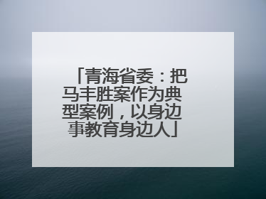 青海省委：把马丰胜案作为典型案例，以身边事教育身边人