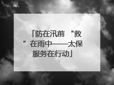 防在汛前 “救”在雨中——太保服务在行动
