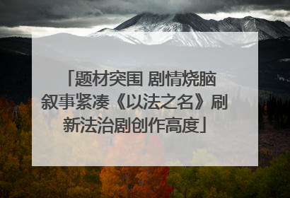 题材突围 剧情烧脑 叙事紧凑《以法之名》刷新法治剧创作高度