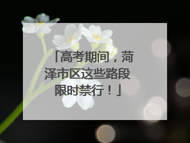 高考期间，菏泽市区这些路段限时禁行！