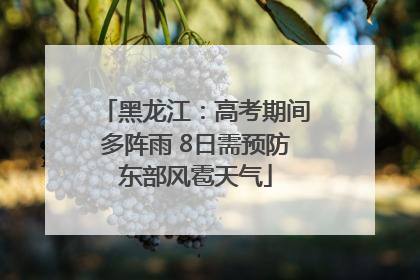 黑龙江：高考期间多阵雨 8日需预防东部风雹天气