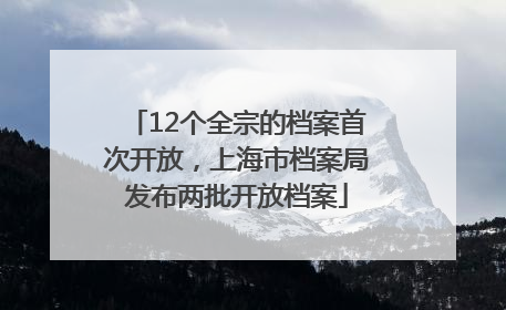 12个全宗的档案首次开放，上海市档案局发布两批开放档案