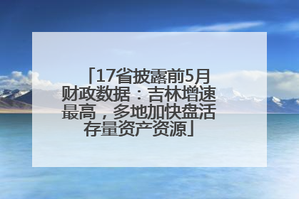 17省披露前5月财政数据：吉林增速最高，多地加快盘活存量资产资源